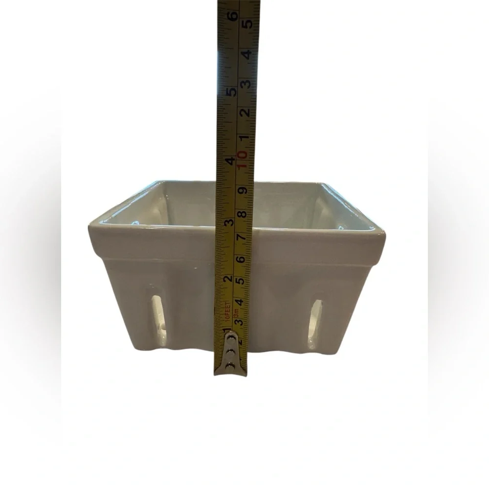 Crate and Barrel White Berry Box Porcelain Colander